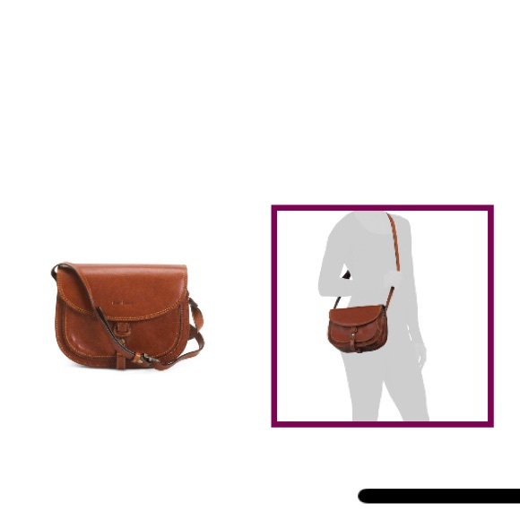 GIANNI CONTI Italy Leather Flap Over Saddle Crossbody With 4 Compartments - Picture 3 of 13